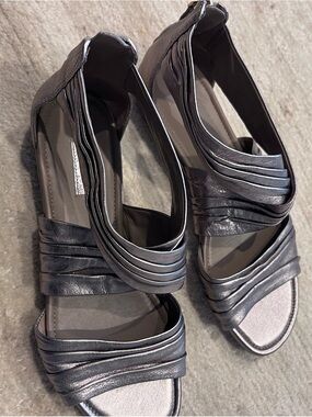 Ecco Metallic Silver Strappy Sandals